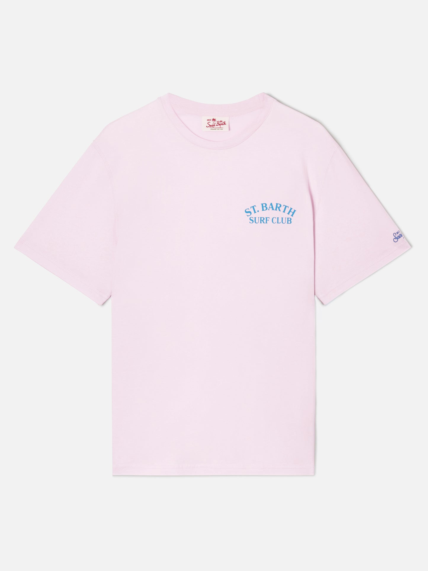 Pink Portland t-shirt with St. Barth Surf Club print