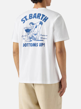 White Portland t-shirt with St. Barth Bottoms Up print