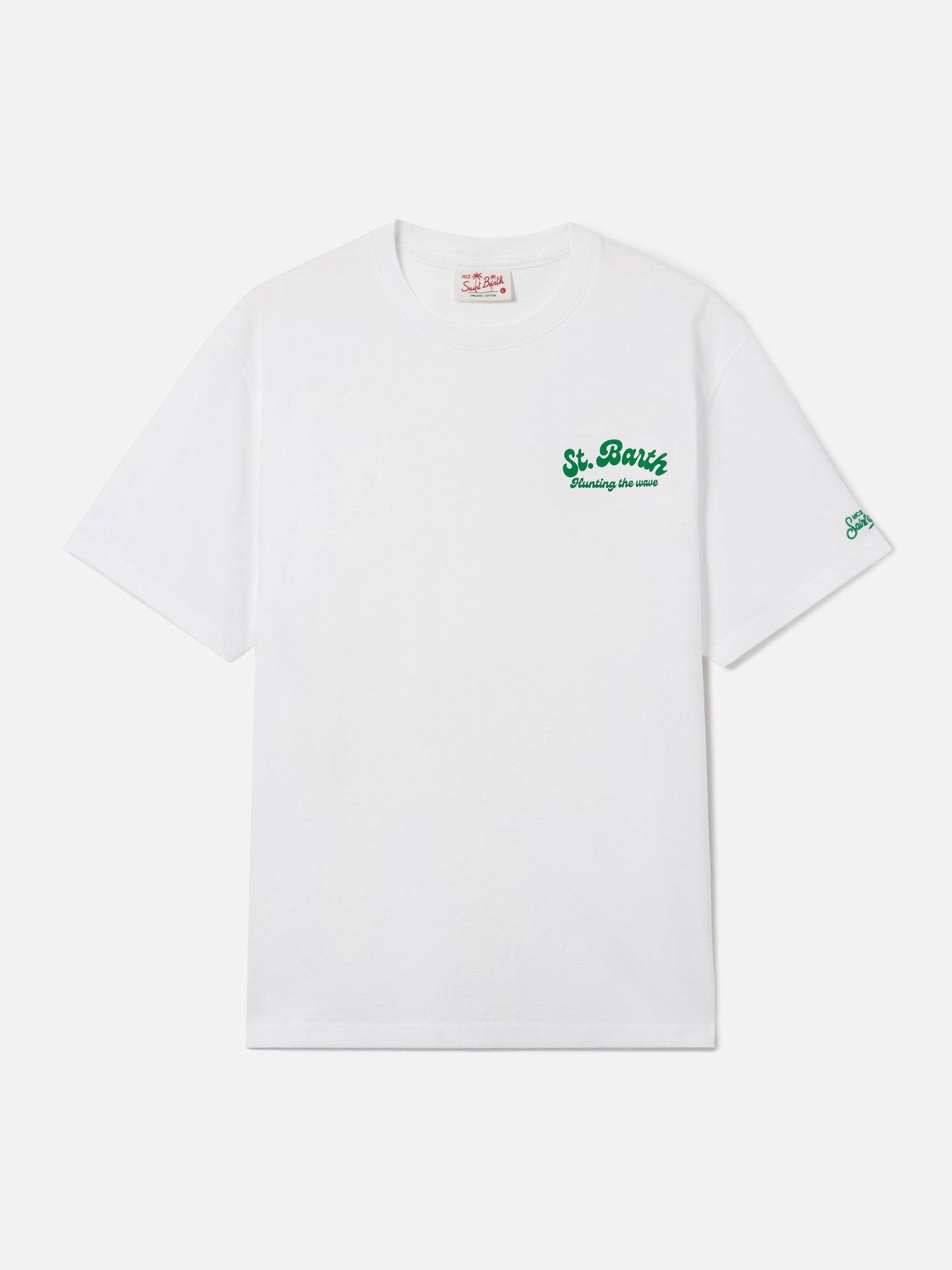 White Portland t-shirt with Surf Lessons Free print