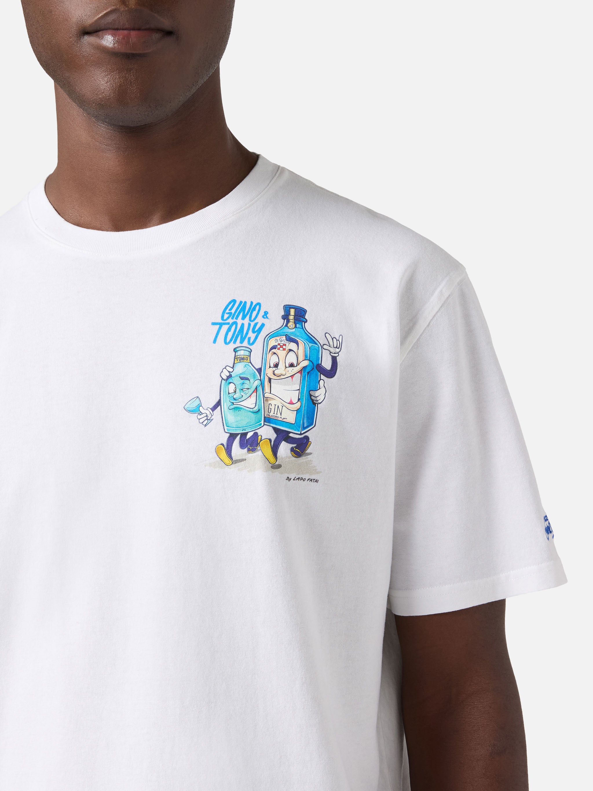 White Portland t-shirt with Gino & Tony illustration | Special