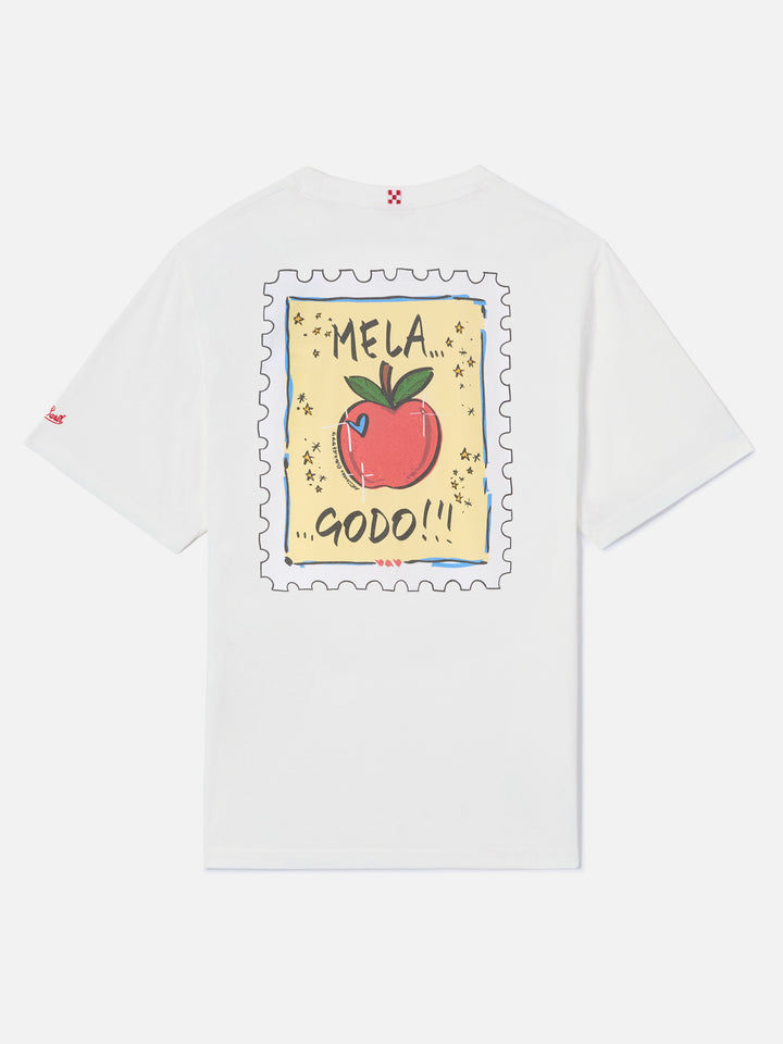 White Portland t-shirt with Mela Godo illustration