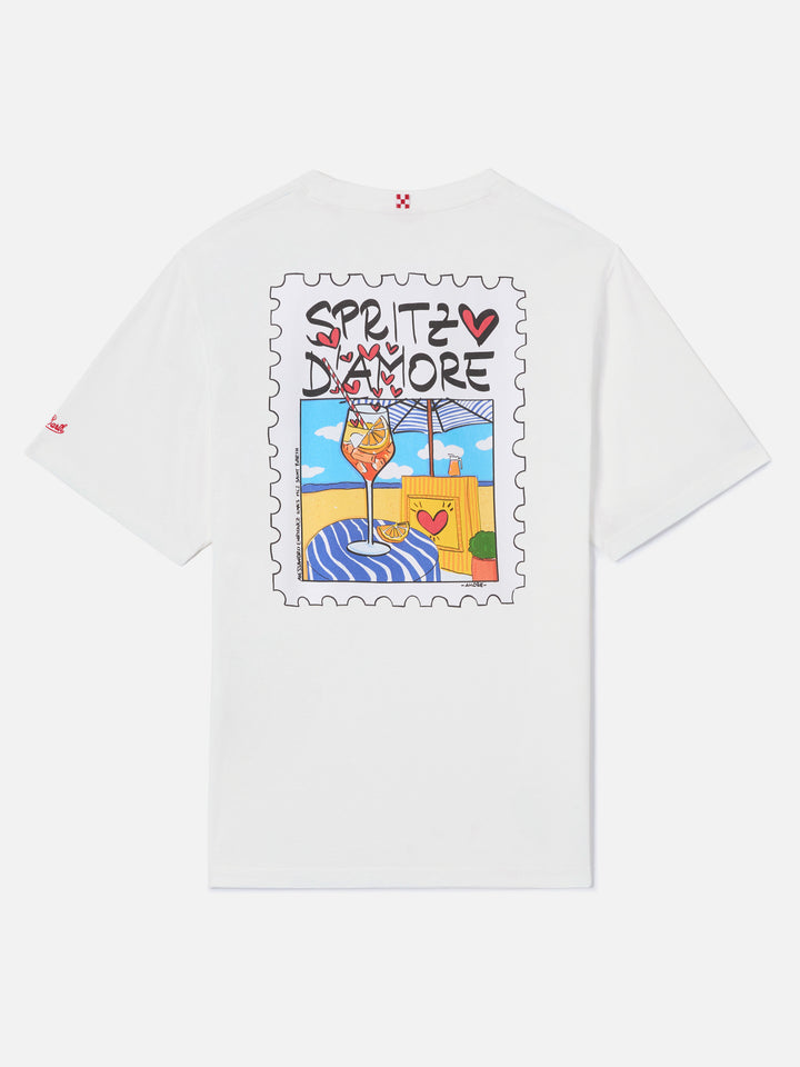 White Portland t-shirt with Spritzo d’Amore illustration