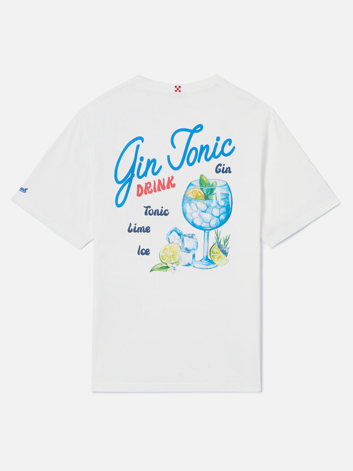 White Portland t-shirt with Gin Tonic Drink illustration