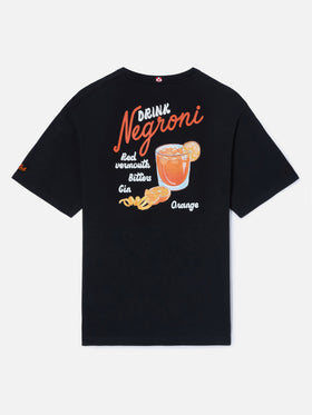 T-shirt Portland nera con illustrazione Negroni Drink