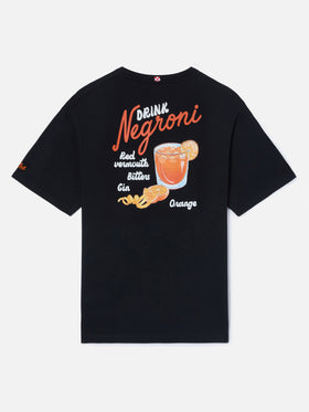 Black Portland t-shirt with Negroni Drink illustration