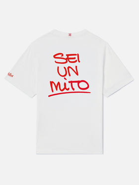 White portland t-shirt with Sei un mito graphic | Special Edition