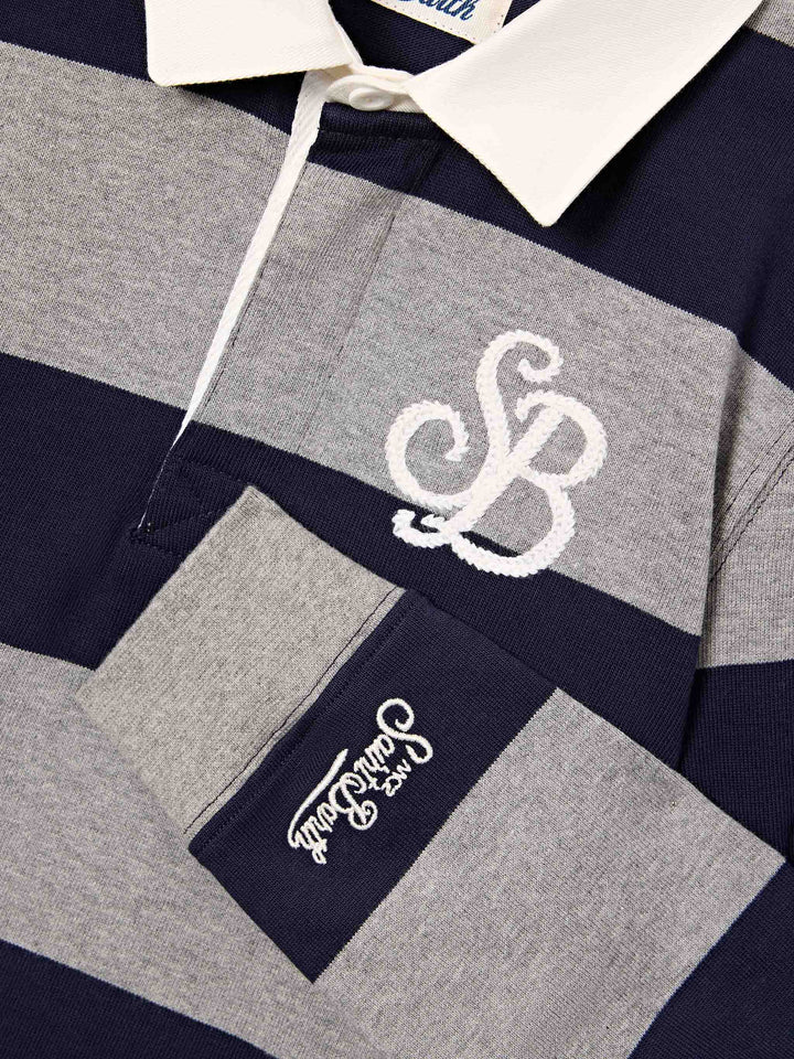 Striped Quarterback cotton rugby polo with back Mickey Mouse print | Special edition