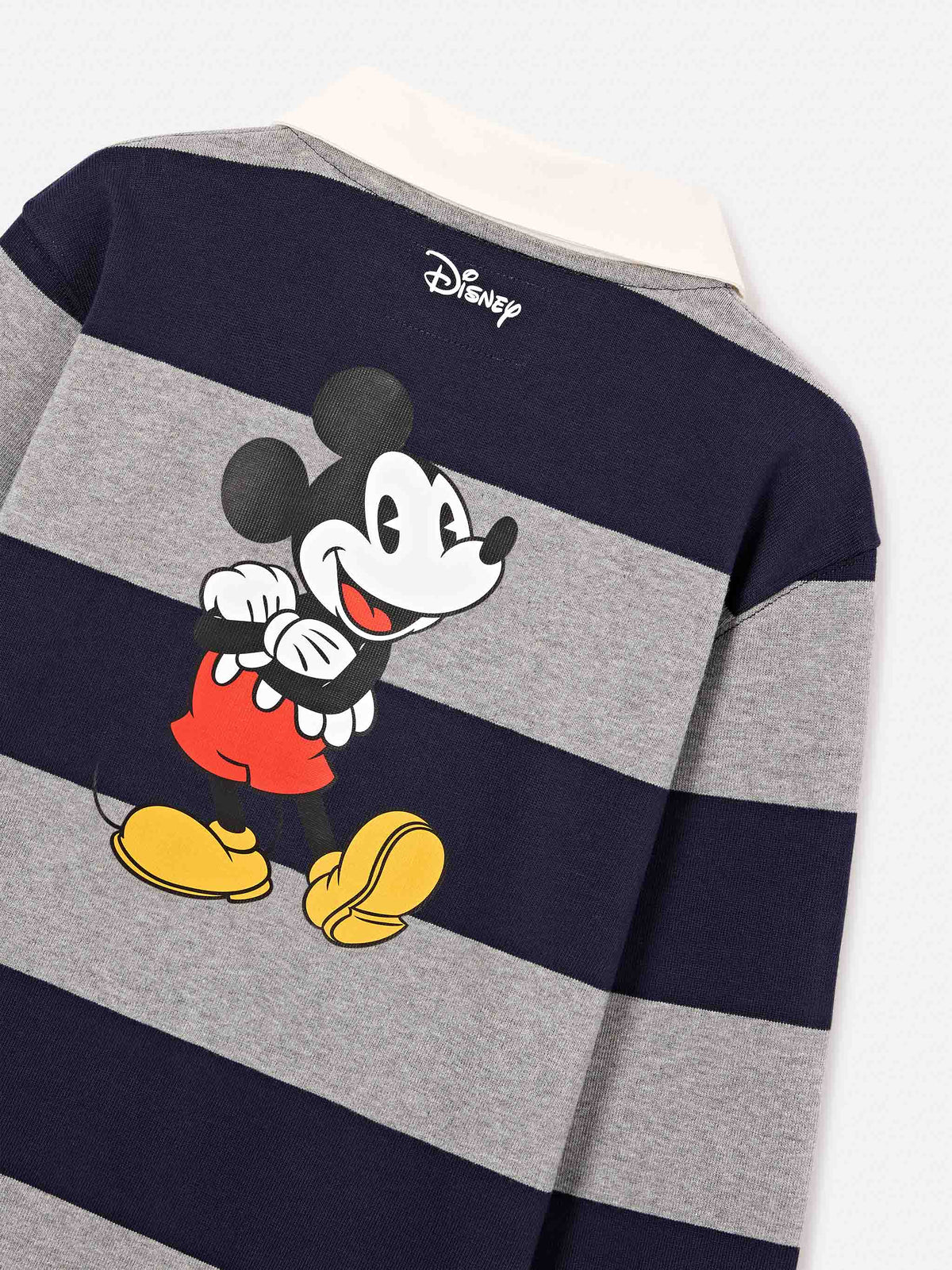 Polo de rugby en coton Quarterback rayé avec imprimé Mickey Mouse au dos | Special edition 