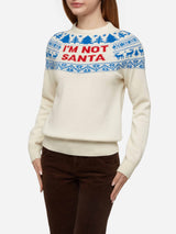 Weißer Pullover New Queen mit I’m not Santa Jacquard