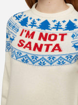 Weißer Pullover New Queen mit I’m not Santa Jacquard