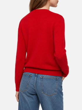 Maglia New Queen brushed rossa con patch natalizie
