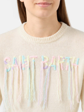 Sudadera de cuello redondo afelpada con bordado con flecos Saint Barth 