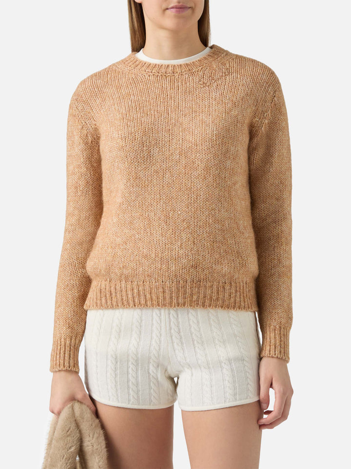 New Queen crewneck in beige blended alpaca
