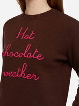 Brauner Pullover „New Queen“ mit „Hot Chocolate Weather“-Stickerei