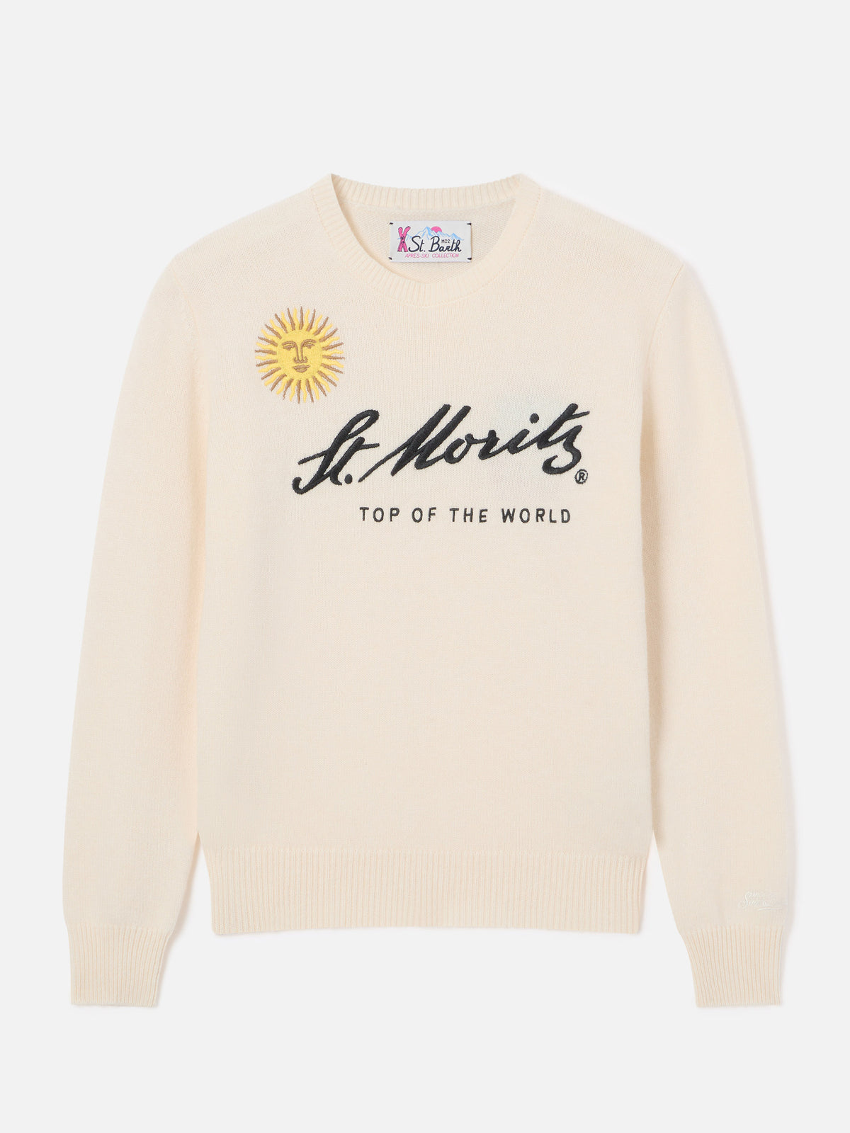 Maglia girocollo New Queen off white con ricamo St. Moritz | Special edition