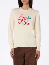 Maglione bianco da donna New Queen con ricamo Apres love Ski