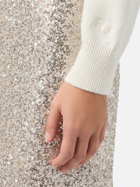 New Queen cashmere-blend sweater in white with Vacanze di Natale jacquard | VACANZE DI NATALE SPECIAL EDITION