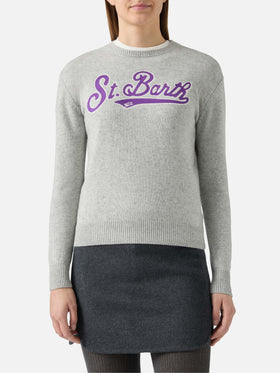 Girocollo New Queen con patch Saint Barth in spugna