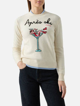 New Queen crewneck with Apres ski embroidery and jacquard