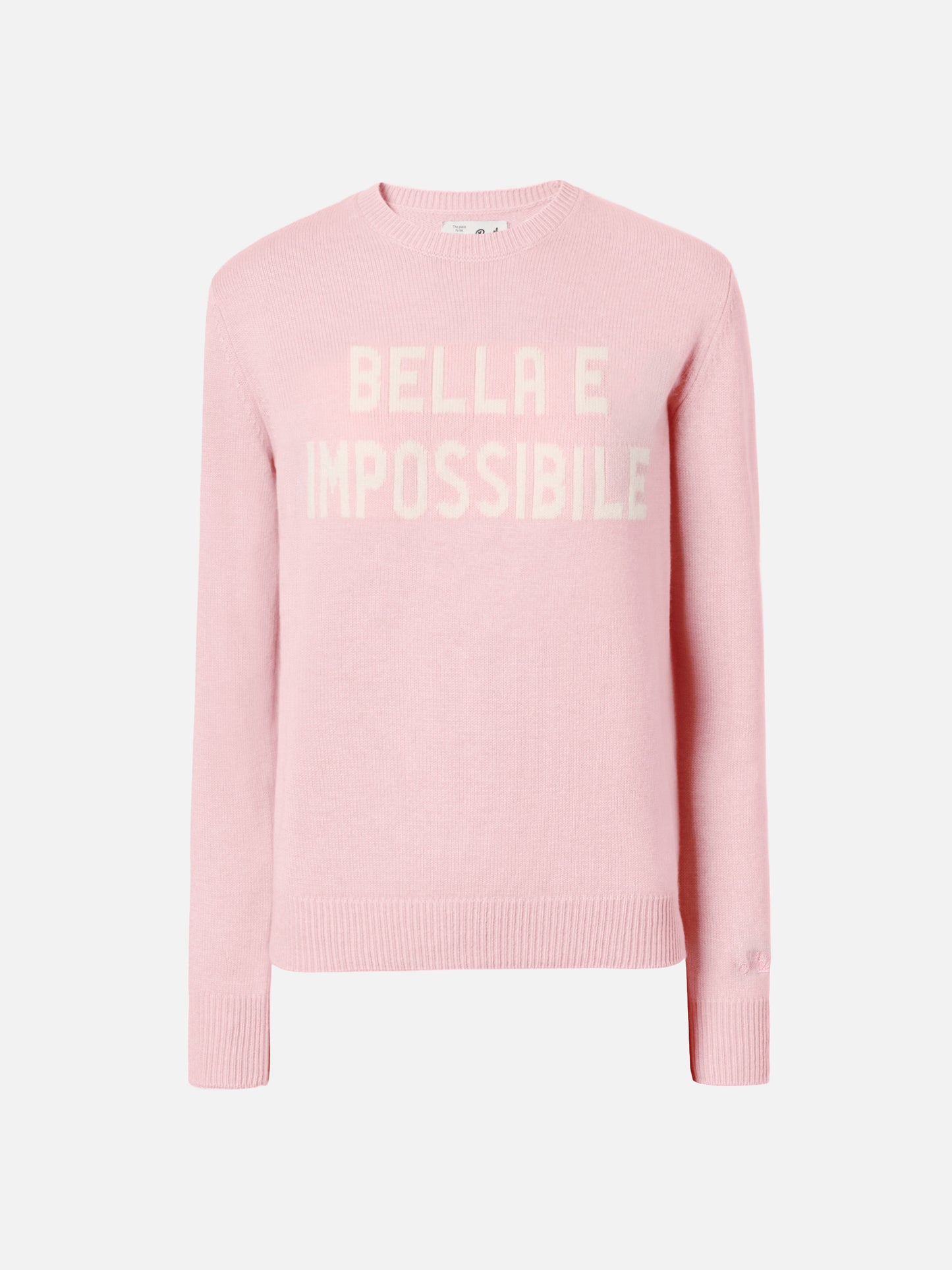 New Queen cashmere-blend sweater in pink with Bella e Impossibile jacquard