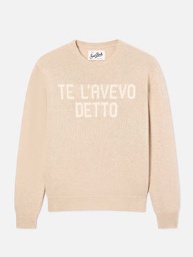 Punto de cuello redondo Beige New Queen con bordado Te L'Avevo Detto 