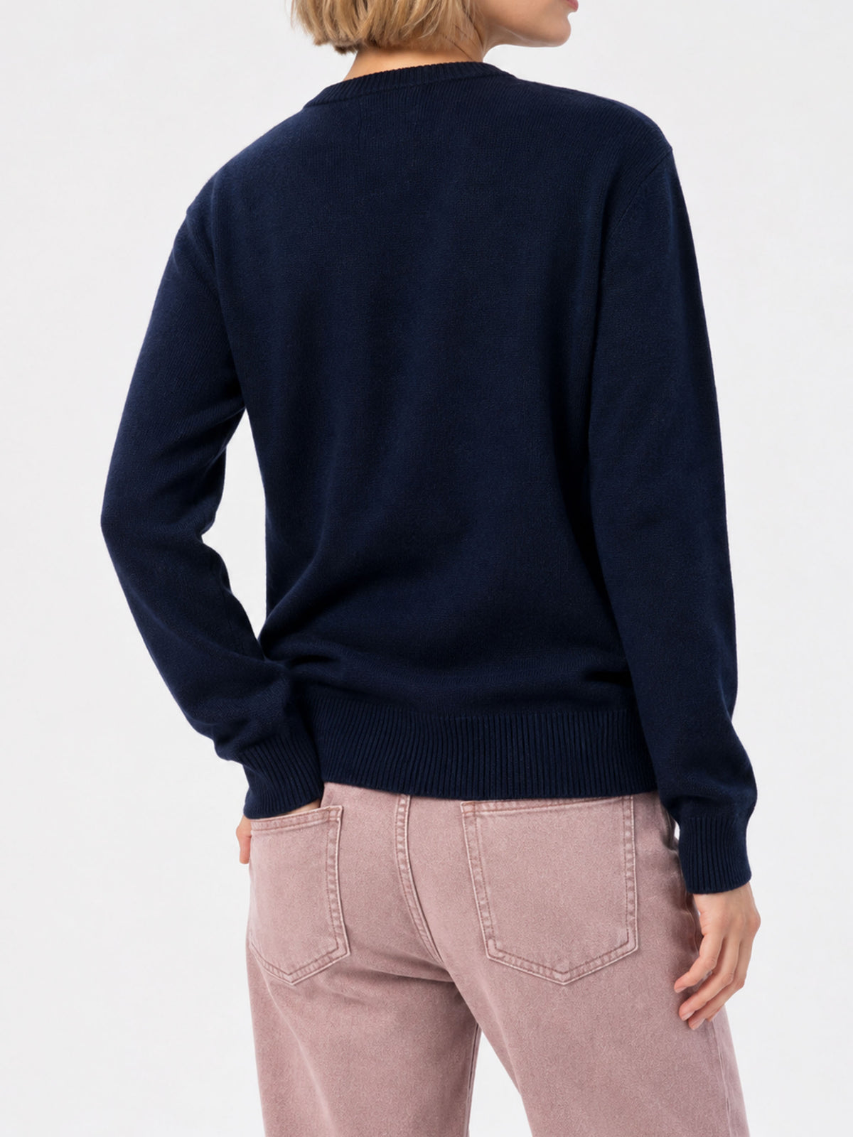 Neuer blauer Pullover Queen mit Non me lo merito-Jacquard 