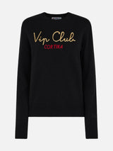 Woman black sweater New Queen with embroidery Vip club Cortina | VIP CLUB CORTINA SPECIAL EDITION