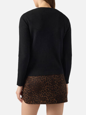 Maglione da donna nero New Queen con ricamo Vip club Cortina | VIP CLUB CORTINA SPECIAL EDITION