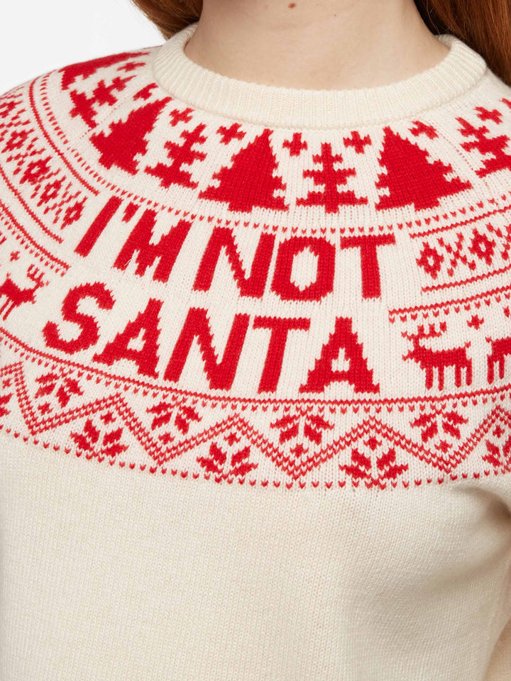 White sweater New Queen with I'm not Santa jacquard - MC2 Saint Barth