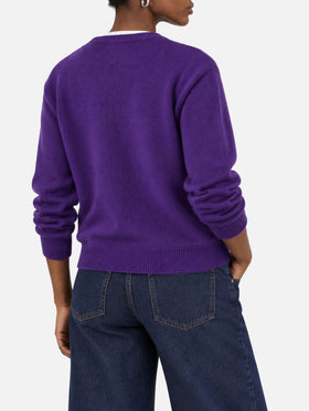 Pull cropped Purple New Queen avec logo 