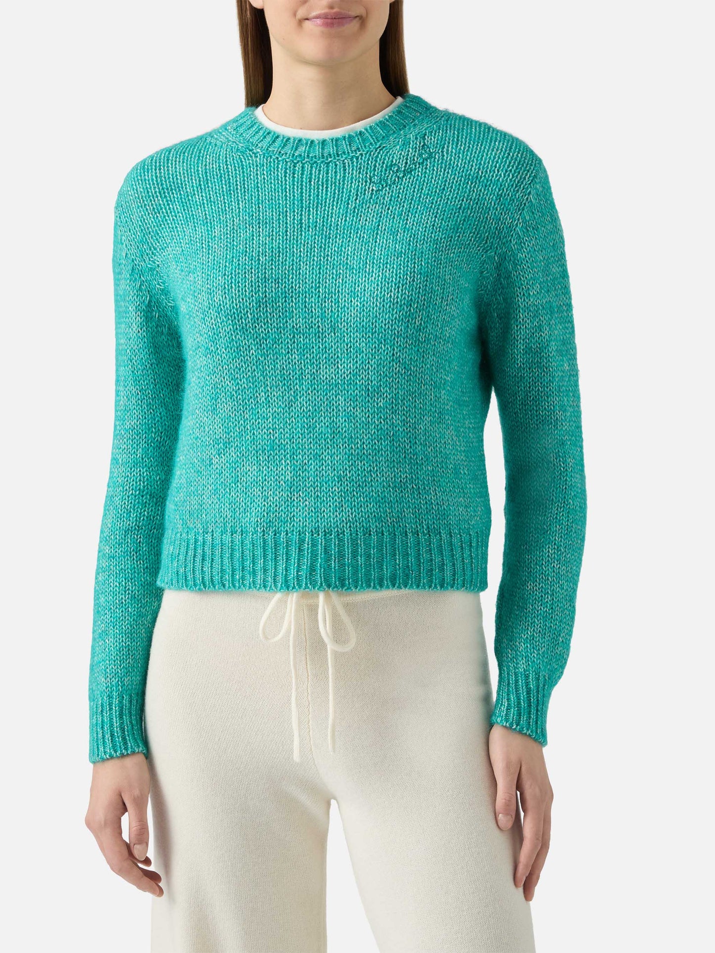 Maglione corto girocollo New Queen Crop Soft con ricamo Saint Barth