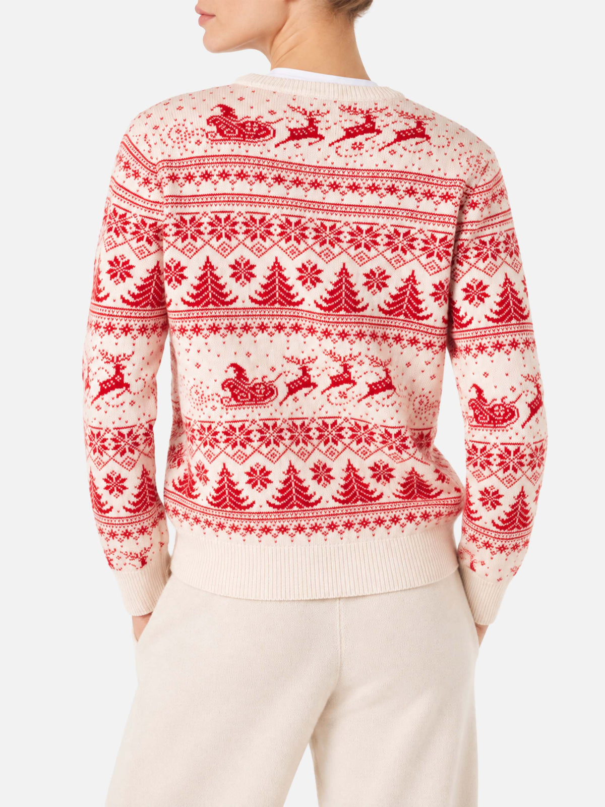 New Queen Jacquard-Pullover in Rot und Weiß mit Weihnachtsmotiv 