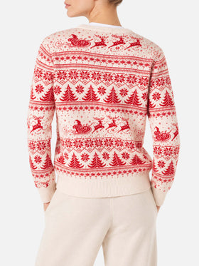 New Queen Jacquard-Pullover in Rot und Weiß mit Weihnachtsmotiv 