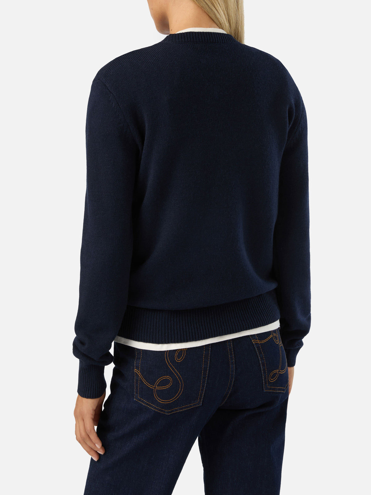 Pull en maille à col rond Queen New blue avec intarsia Snoopy | Special edition 