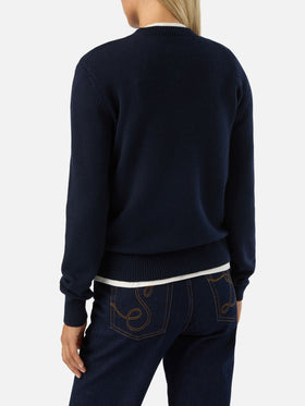 Pull en maille à col rond Queen New blue avec intarsia Snoopy | Special edition 