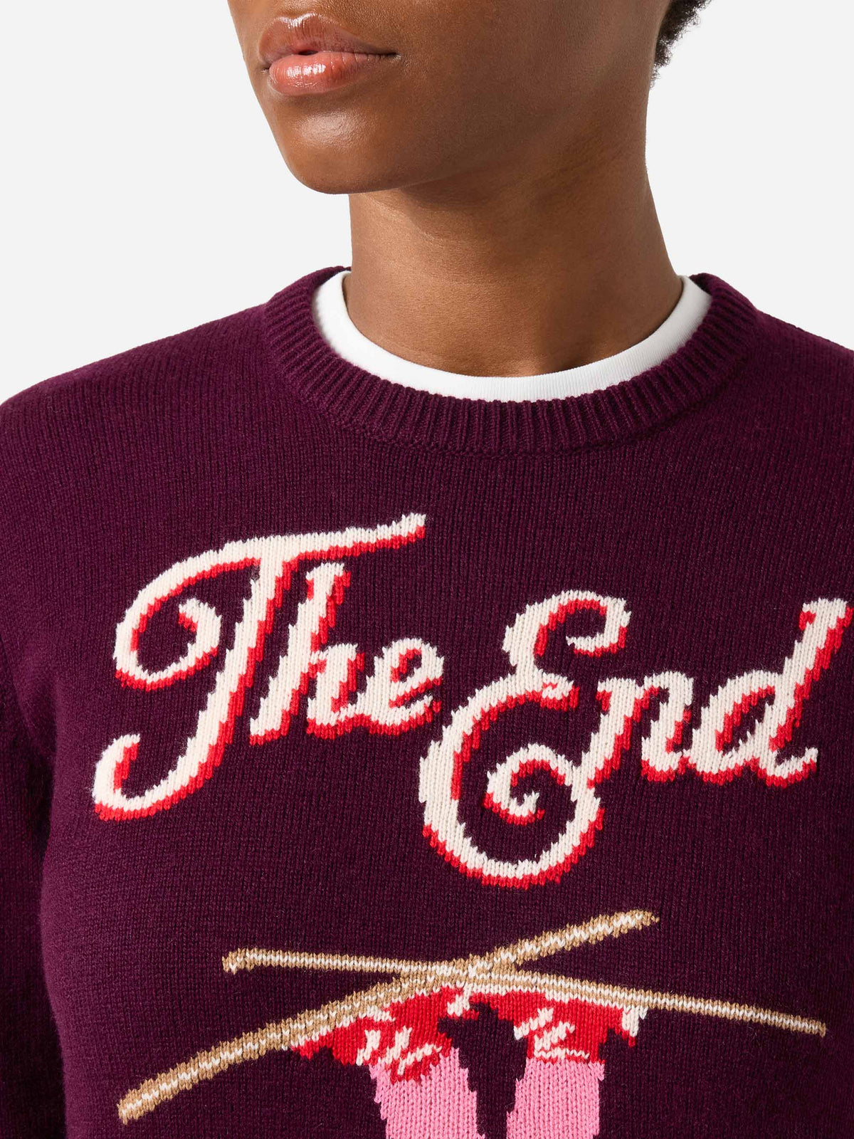 Bordeaux New Queen crewneck knit with The End intarsia
