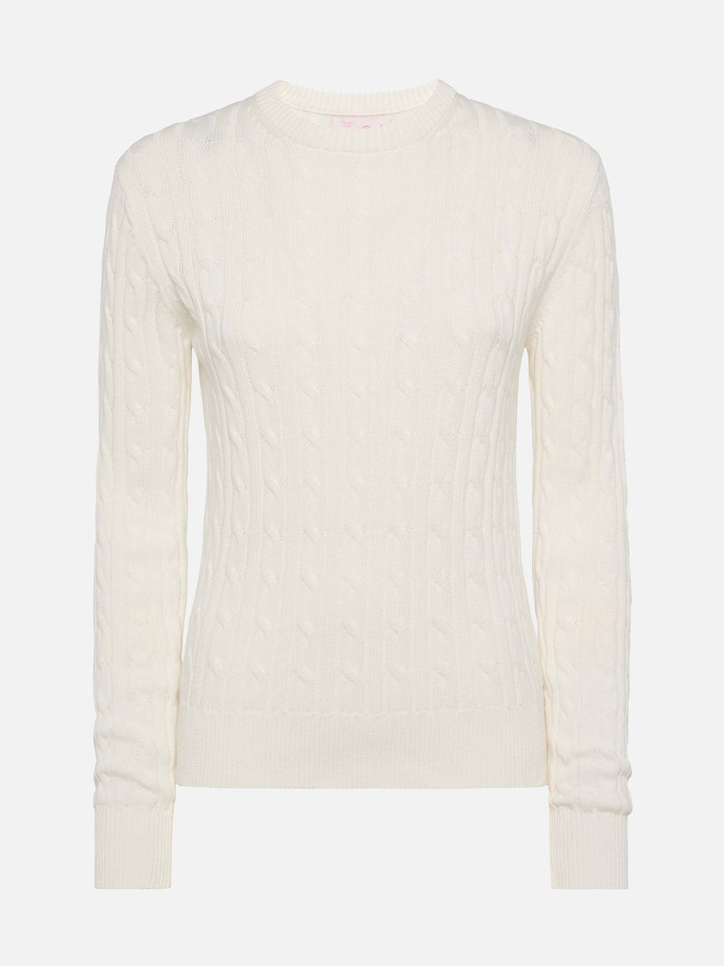 Off-white cotton cable knit sweater New Queen