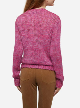Weicher Damenpullover mit Rundhalsausschnitt und „Cold Out Hot In“-Stickerei