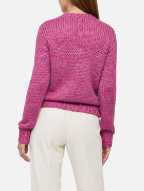 Suéter New Queen Soft de mezcla de alpaca morado suave con bordado Cold Out Hot In 