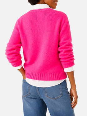 New Queen Soft fluo pink brushed sweater with Adorooo embroidery