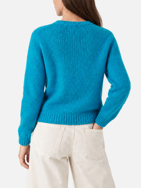 New Queen light blue brushed sweater with Dreamer embroidery