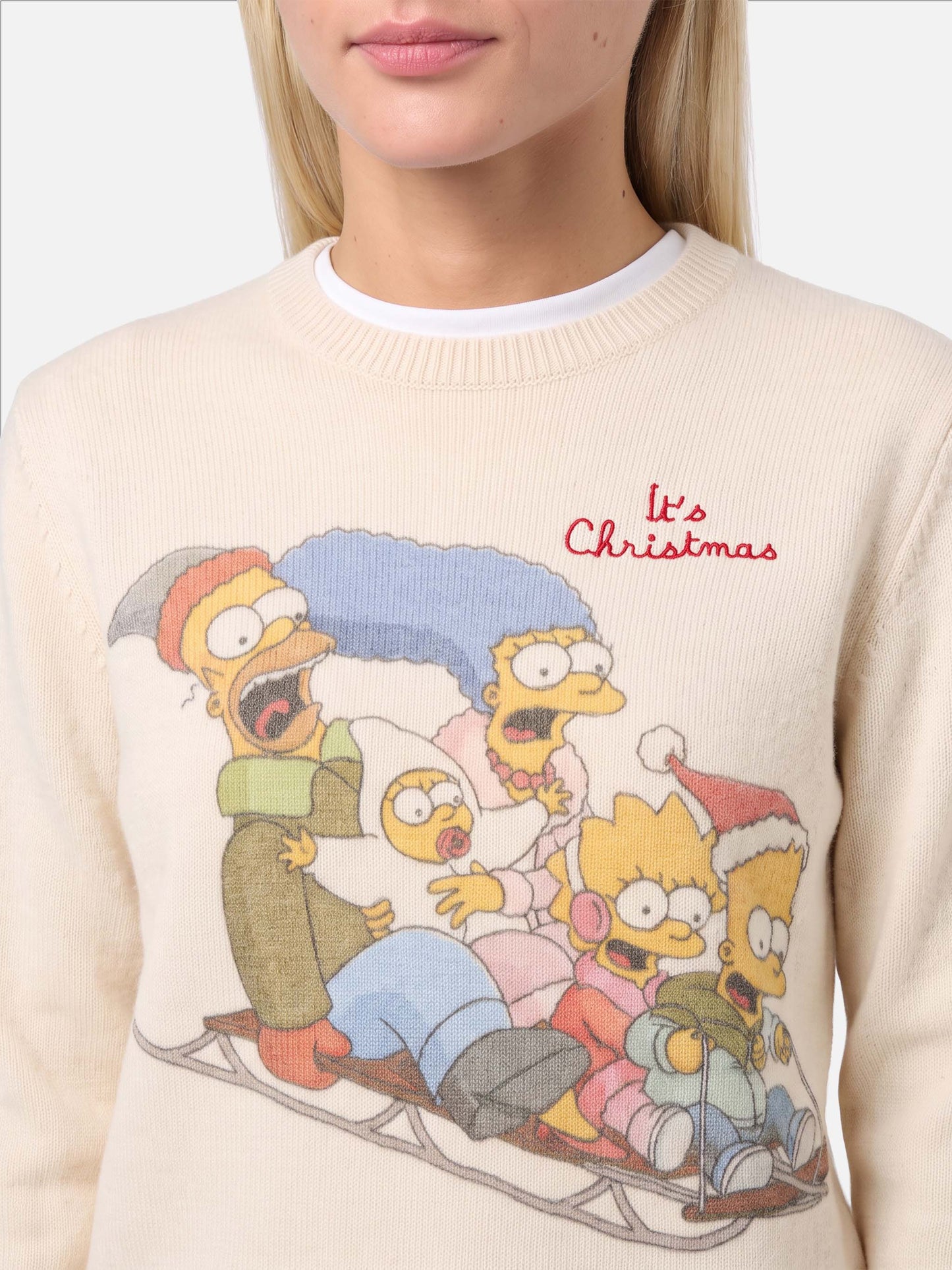 Maglione New Queen bianco con stampa Simpson | Special Edition