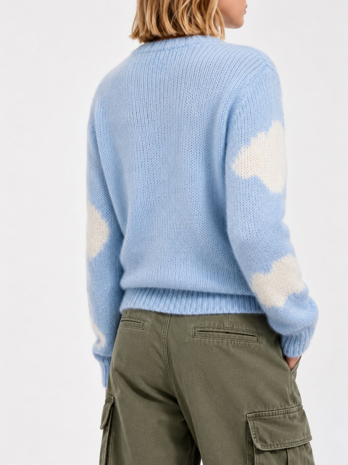 Pull New Queen Soft bleu ciel avec broderie Non ci piove 