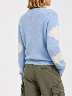 Pull New Queen Soft bleu ciel avec broderie Non ci piove 