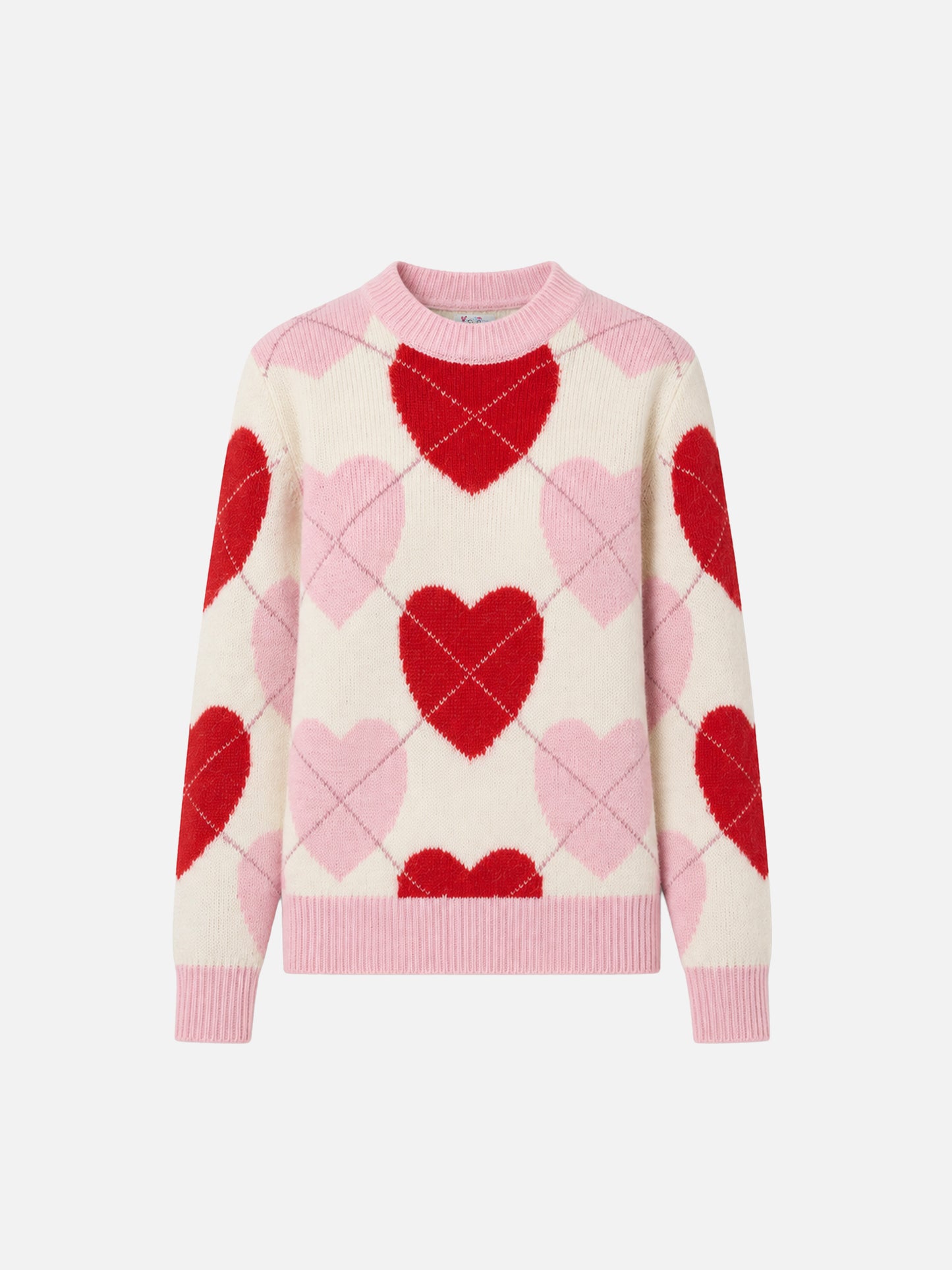 New Queen Soft Rundhalspullover mit Herz-Jacquard 