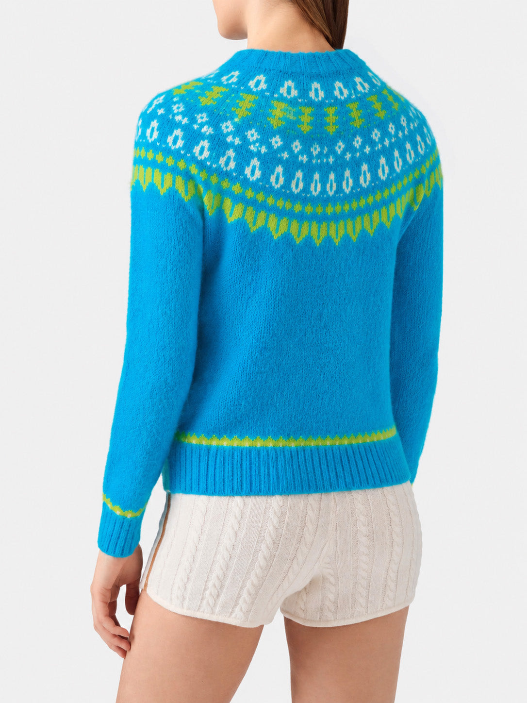 Suéter jacquard New Queen Nordic Soft azul claro 