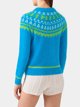 Suéter jacquard New Queen Nordic Soft azul claro 