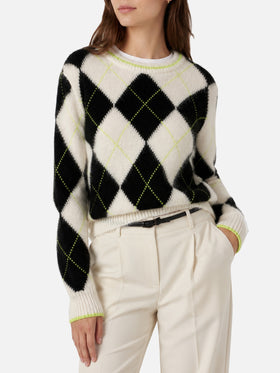 New Queen Soft cropped sweater with argyle pattern