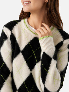 New Queen Soft cropped sweater with argyle pattern