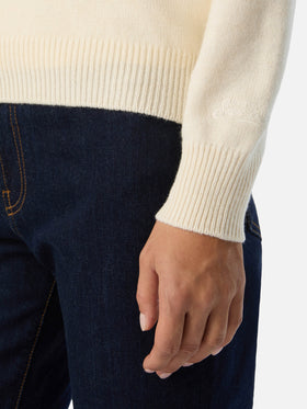 Off white New Queen wool and cashmere blend crewneck with Gossip & Shopping embroidery